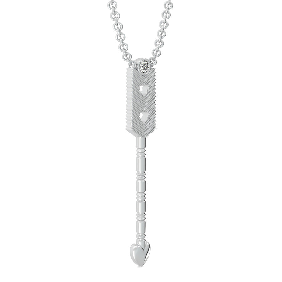 Heart Tribal Arrow Drop Pendant With Bezel Set Stone