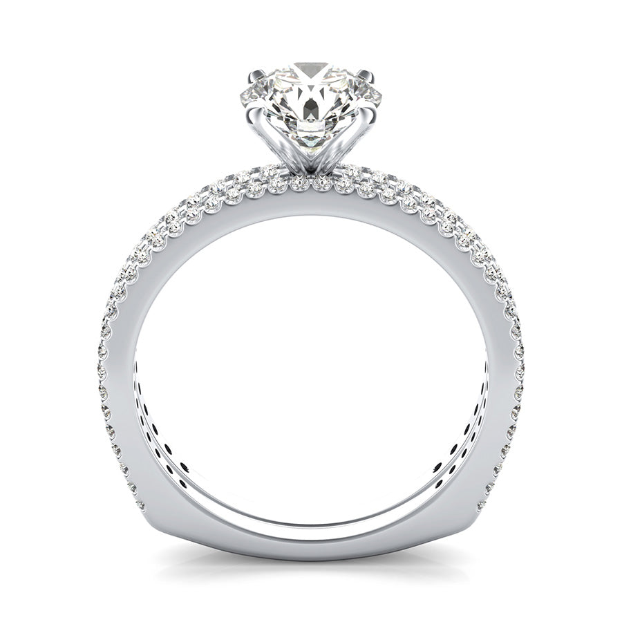 Classic Side Stone Engagement Set With Square Shank