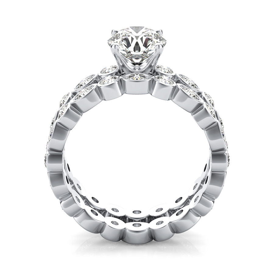 Victoria Royal Eternity Engagement Ring With Bezel Setting & Matching Band