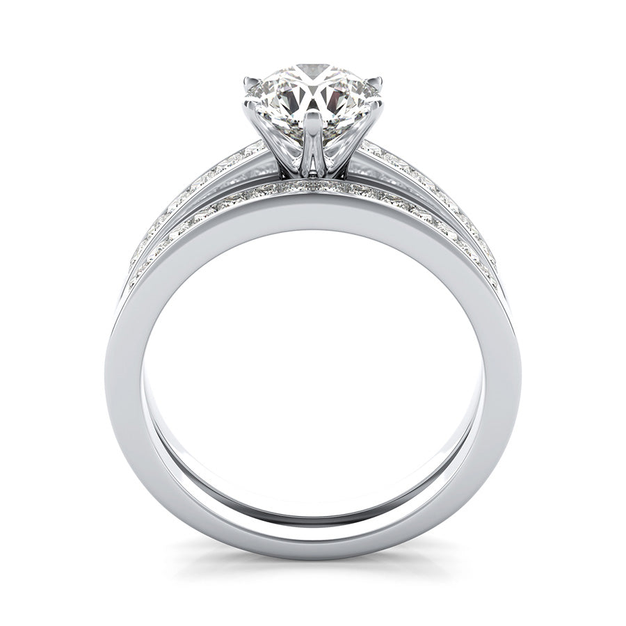 Victoria Royal Engagement Ring Set With Channel Set Side Stones