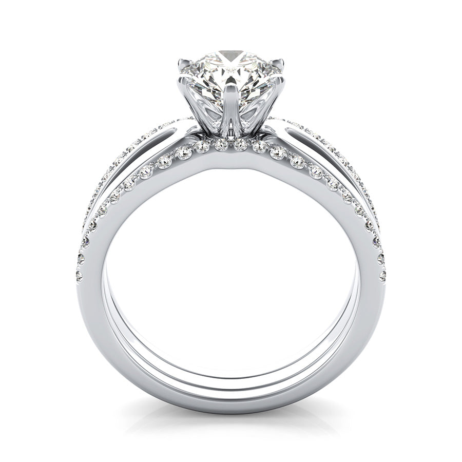 Victoria Royal Solitaire Infinity Split Shank Engagement Ring With Two Matching Bands