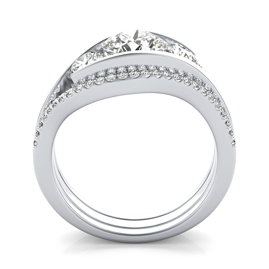 Eluna Tension Set Three Stone Engagement Ring