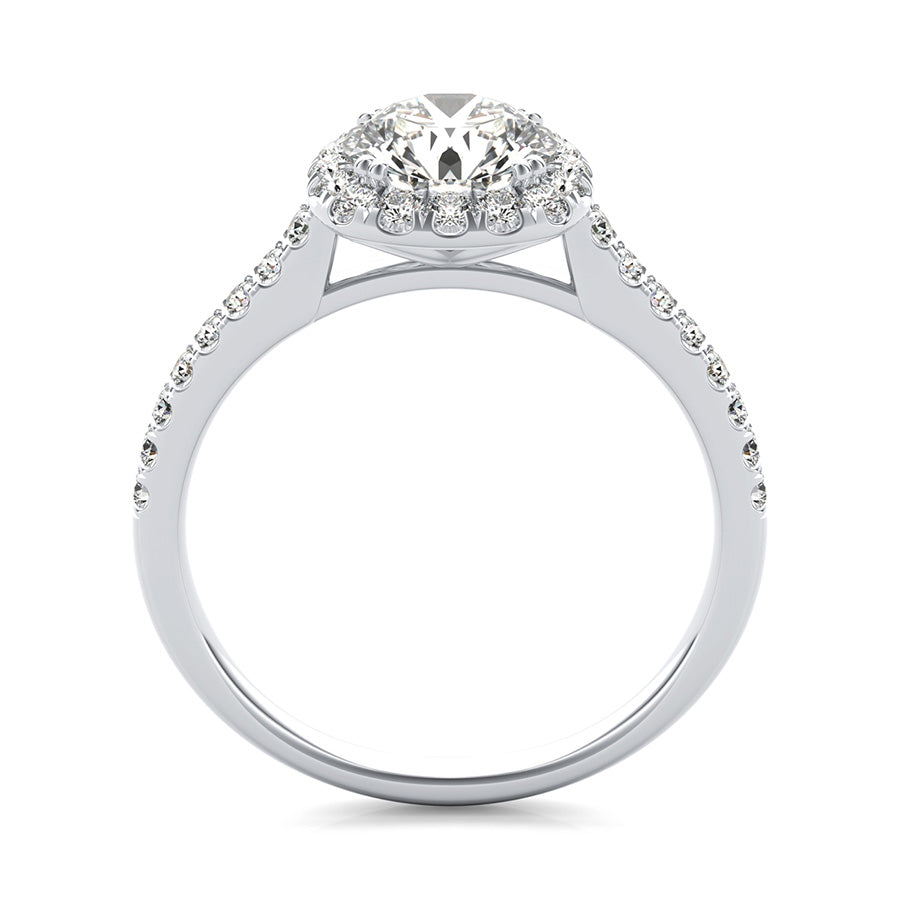 Classic Rounded Square Halo Engagement Ring With Side Stones