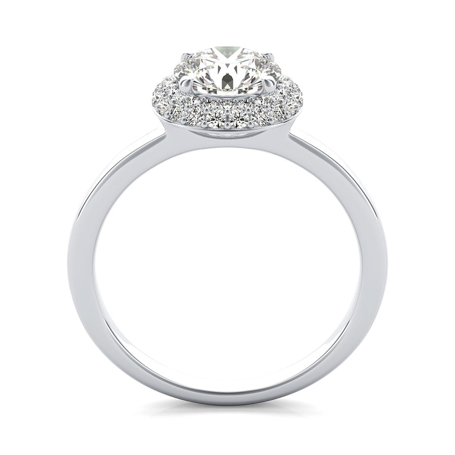 Micro Pave Halo Engagement Ring With Plain Band