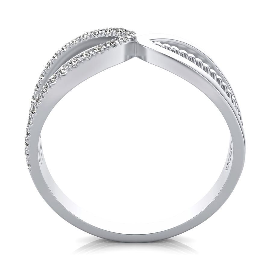 Twisted Rope and Diamond Fashion Ring