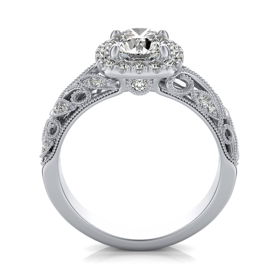 Filigree Milgrain Halo Engagement Ring