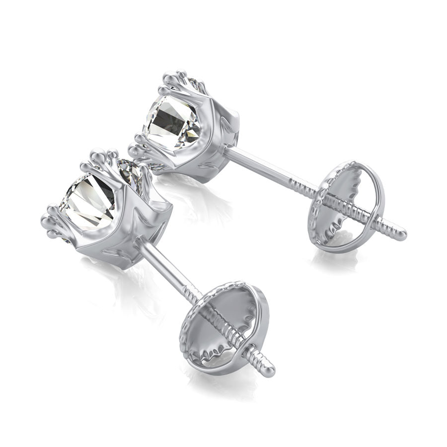 Crown Prong Stud Earrings