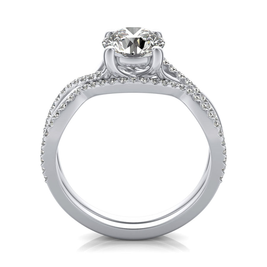 Twist Engagement Ring With Matching Band