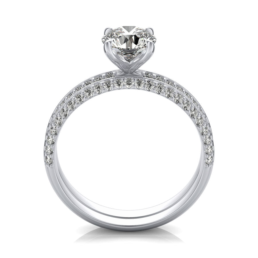 Knife Edge Engagement Ring With Matching Band