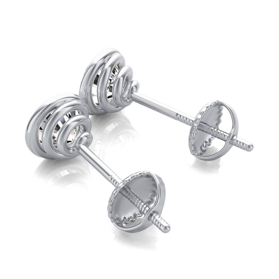 Bezel Stud Earrings