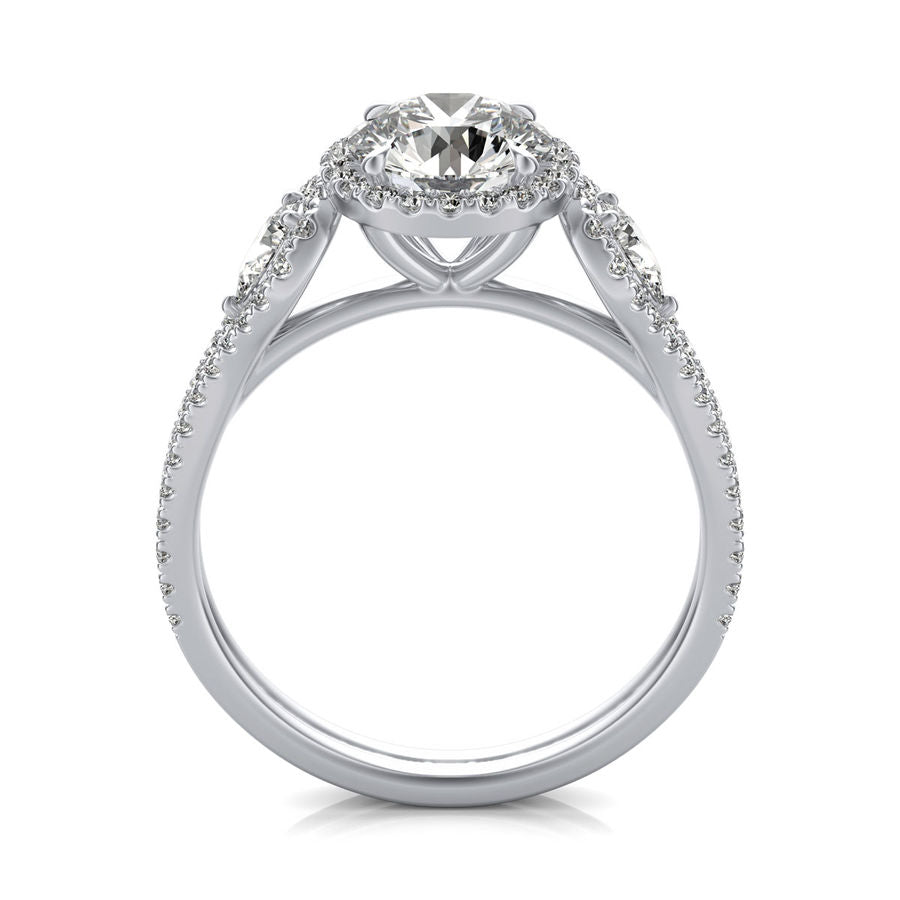 Halo Three Stone Engagement