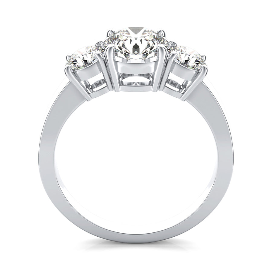 Classic Basket Three Stone Engagement Ring