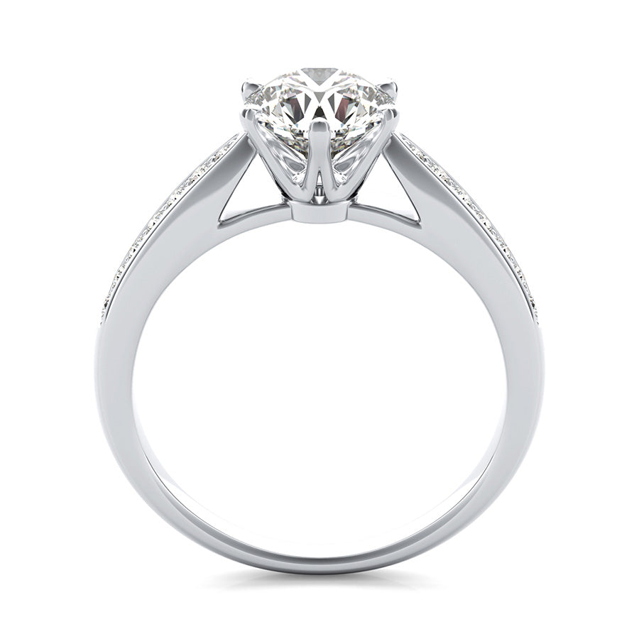 Victoria Royal Cathedral Engagement Ring With Pave Set Side Stones