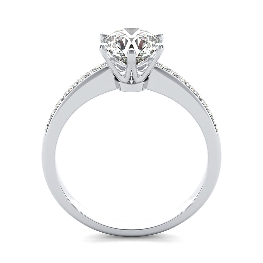 Victoria Royal Engagement Ring With Pave Side Stones