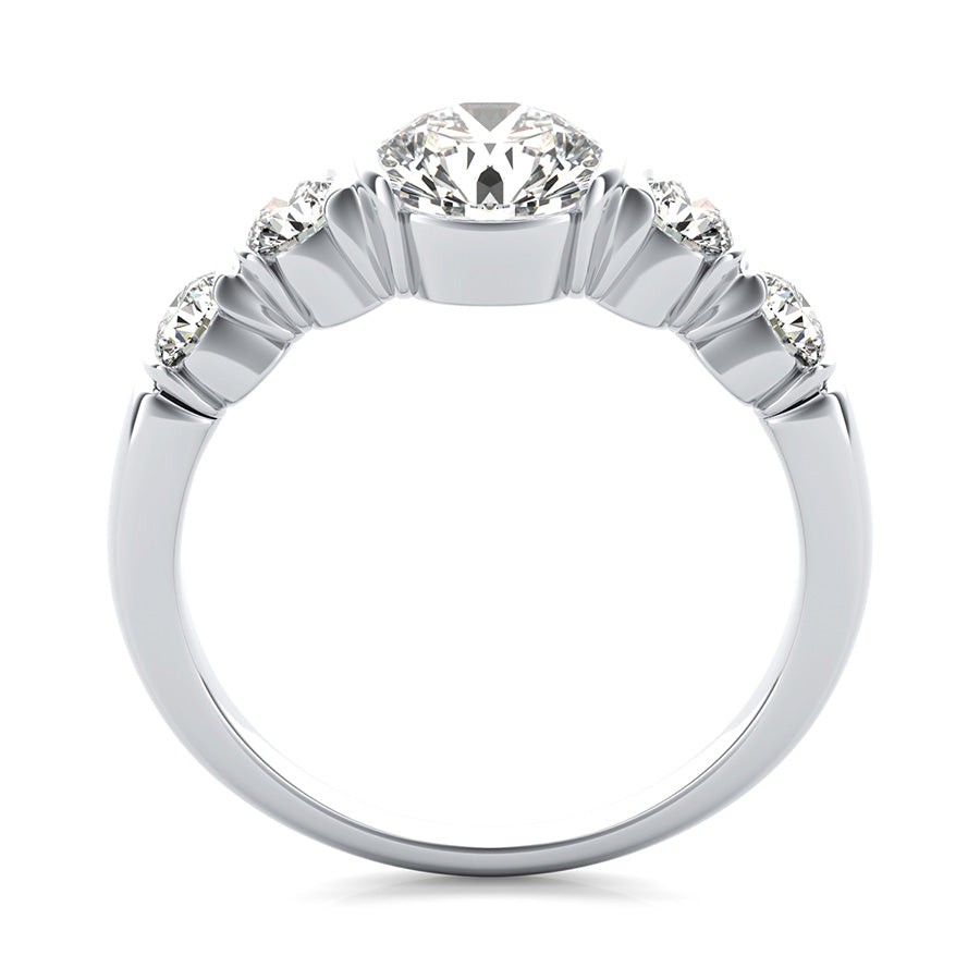 Half Bezel Five Stone Engagement Ring