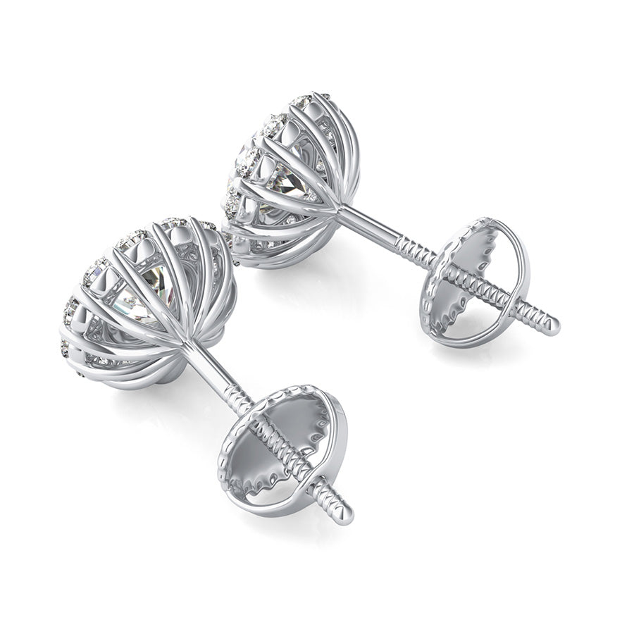Curved Basket Halo Earrings