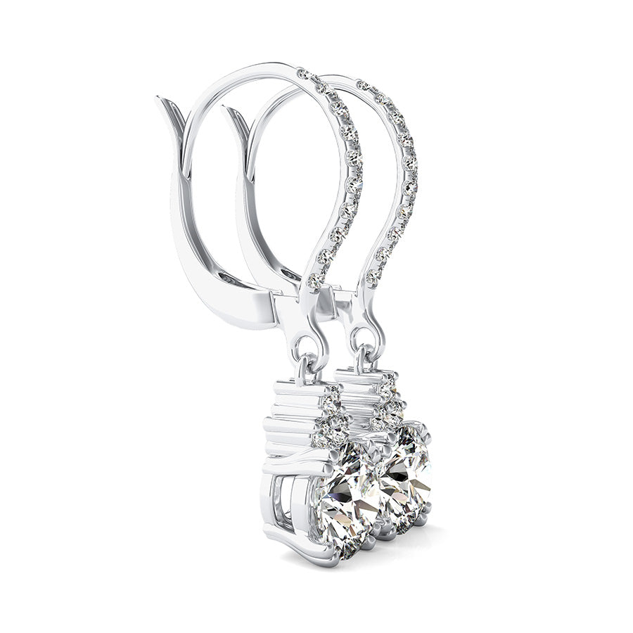 Double Prong Accented Drop Earrings