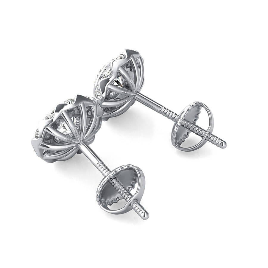 Unique Bezel Halo Earrings