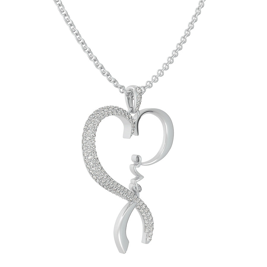 "Love" Heart Pendant With Micro Pave Set Stones