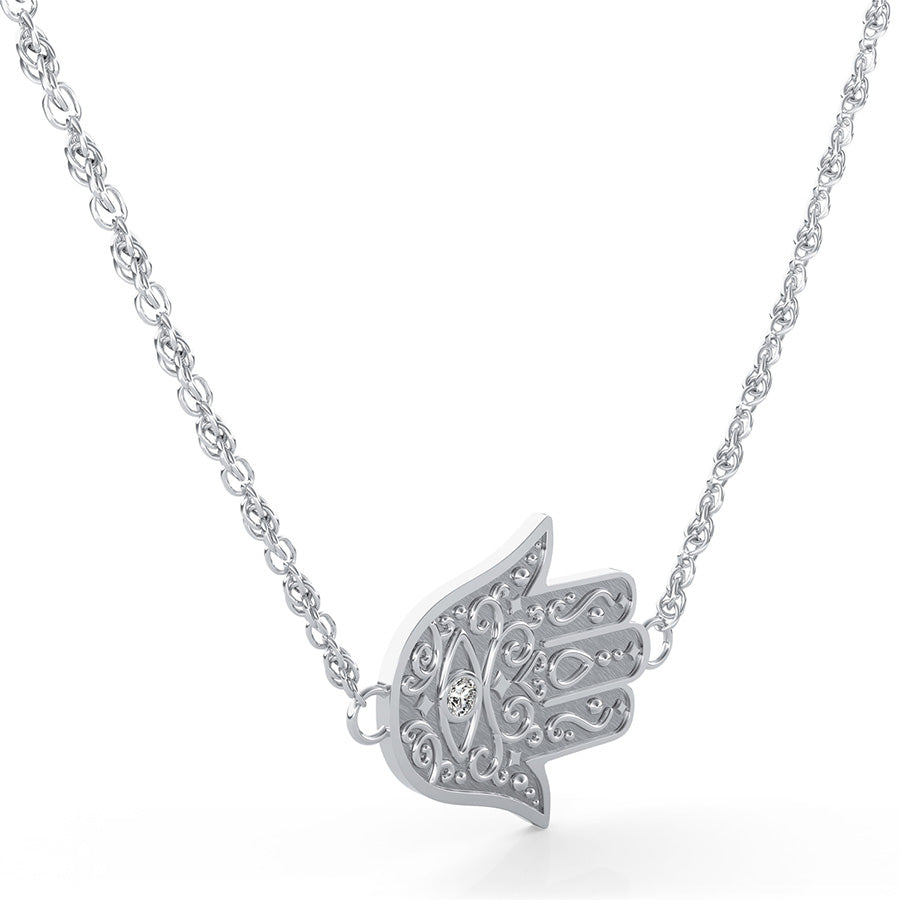 Carved Sideways Hamsa Pendant