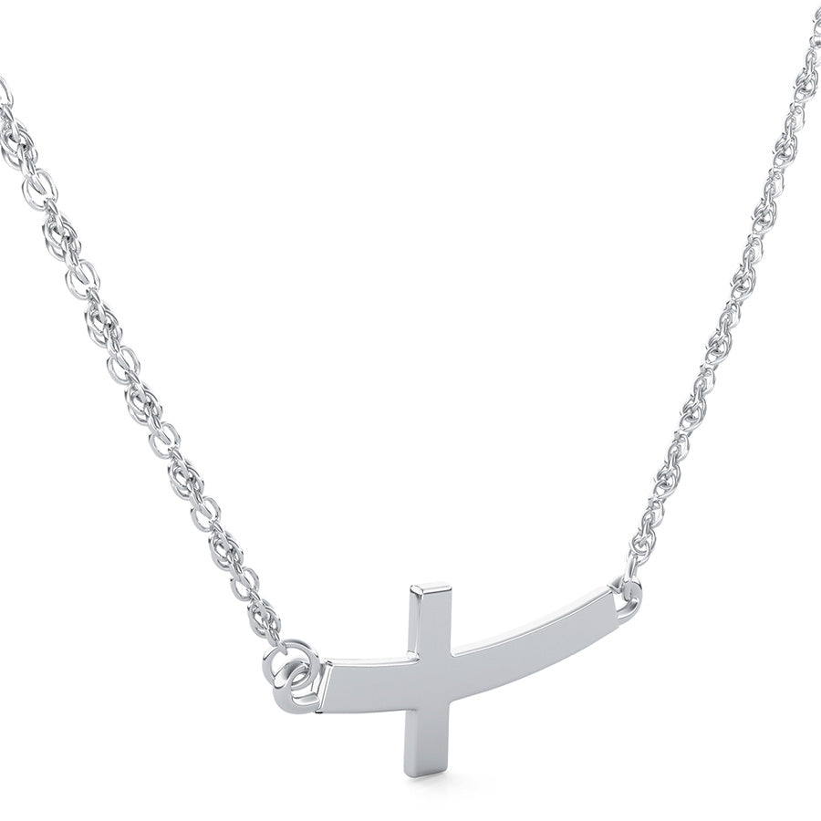 Sideways Curved Cross Pendant
