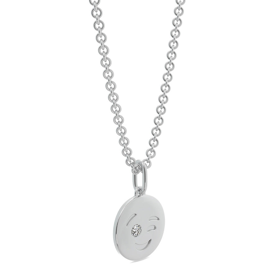 Winky Face Emoji Disc Pendant